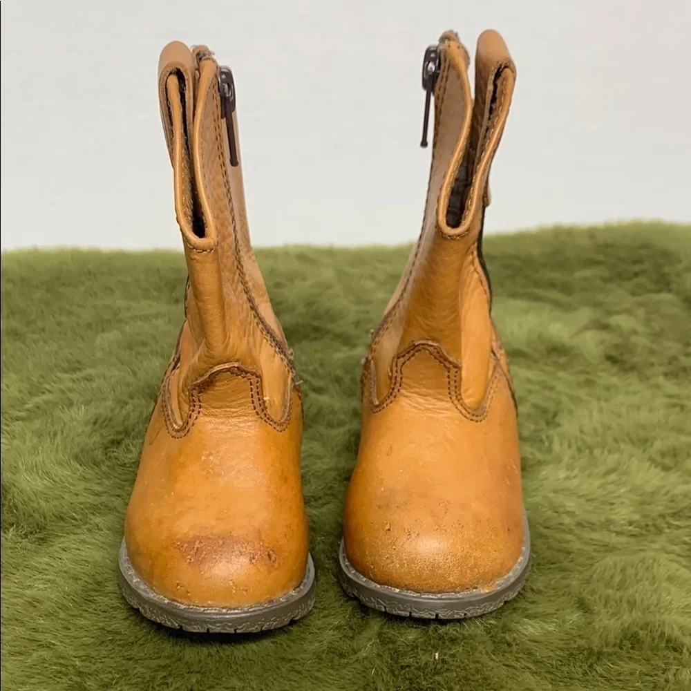 Smoky Mountain Boots Tan Western Leather Boots with Side Zippers and Rubber Sole